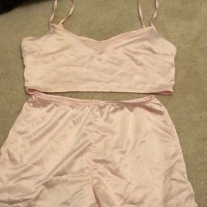 Silk crop top PJ set